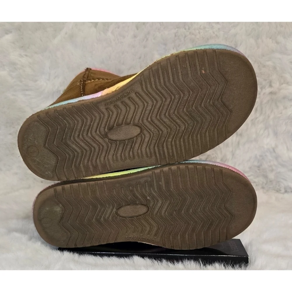 Sugar Girls Boots – Size 1 – Brown with Rainbow Trim